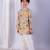 Beige printed cotton silk father son kurta combo set