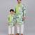 Sage green printed cotton silk father son kurta combo set