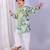 Sage green printed cotton silk father son kurta combo set