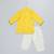 Mustard yellow white printed cotton father son kurta combo set