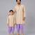 Off white printed cotton silk purple father son kurta dhoti combo set