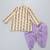 Off white printed cotton silk purple father son kurta dhoti combo set