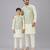 Ivory embroidered georgette sage green father son nehru jacket combo set