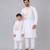 White heart printed cotton father son kurta combo set