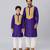 Indigo purple embroidered cotton father son kurta combo set