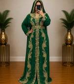 Emerald Green Heavy Gold Embroidered Moroccan Kaftan