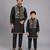 Black embroidered cotton father son kurta combo set