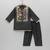 Black embroidered cotton father son kurta combo set