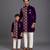 Royal purple embroidered velvet father son kurta combo set