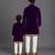 Royal purple embroidered velvet father son kurta combo set