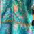 Aqua blue printed cotton silk father son kurta combo set