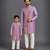 Purple embroidered cotton silk father son kurta combo set