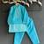 Turquoise blue embroidered cotton silk father son kurta combo set