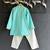 Aqua blue printed cotton silk father son kurta combo set
