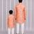 Peach pink floral printed cotton silk father son kurta combo set