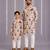 Purple off white printed cotton silk father son kurta combo set