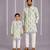 Powder blue floral printed cotton silk father son kurta combo set