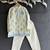 Powder blue floral printed cotton silk father son kurta combo set