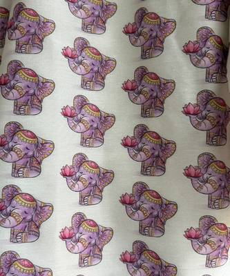 Off white purple printed cotton silk father son kurta combo set 2