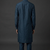 Navy blue silk kurta set for men's