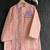 Peach pink printed cotton silk father son kurta combo set