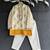 Off white yellow floral printed cotton silk father son kurta combo set