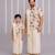 Off white printed cotton silk father son mundu combo set