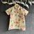 Off white printed cotton silk father son mundu combo set
