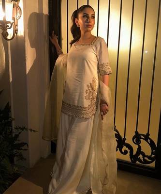 Women's Beautiful Embroidery Work Chinon Fabric Straight Kurta Palazzo and Dupatta Set 1