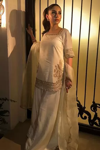 Women's Beautiful Embroidery Work Chinon Fabric Straight Kurta Palazzo and Dupatta Set