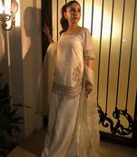 Women's Beautiful Embroidery Work Chinon Fabric Straight Kurta Palazzo and Dupatta Set
