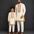 Off white embroidered cotton silk father son kurta combo set