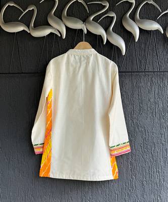 Off white embroidered cotton silk father son kurta combo set 2