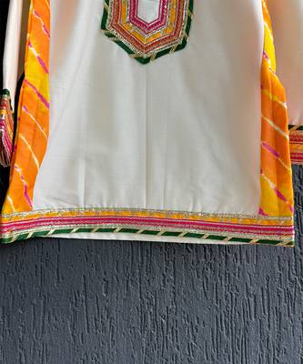 Off white embroidered cotton silk father son kurta combo set 3