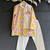 Off white yellow printed cotton silk father son kurta combo set