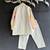 Off white yellow printed cotton silk father son kurta combo set
