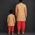 Gold printed cotton silk father son dhoti kurta combo set