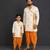 Ivory white printed cotton silk father son dhoti kurta combo set