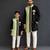 Mint green black embroidered cotton silk father son kurta combo set