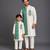 Off white teal printed cotton silk father son kurta combo set