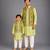 Lime green embroidered cotton silk father son kurta combo set