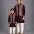 Royal purple embroidered cotton silk father son kurta combo set