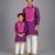 Magenta purple embroidered cotton silk father son kurta combo set