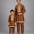 Copper brown embroidered cotton silk father son kurta combo set