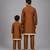 Copper brown embroidered cotton silk father son kurta combo set