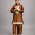 Copper brown embroidered cotton silk father son kurta combo set