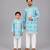 Sky blue floral printed cotton silk father son kurta combo set