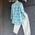 Sky blue floral printed cotton silk father son kurta combo set