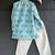 Sky blue floral printed cotton silk father son kurta combo set