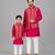 Hot pink embroidered cotton silk father son kurta combo set